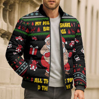 My Milkshake Bring Christmas Design Bomber Puffer Jacket Xmas Holiday Patterns - Wonder Print Shop