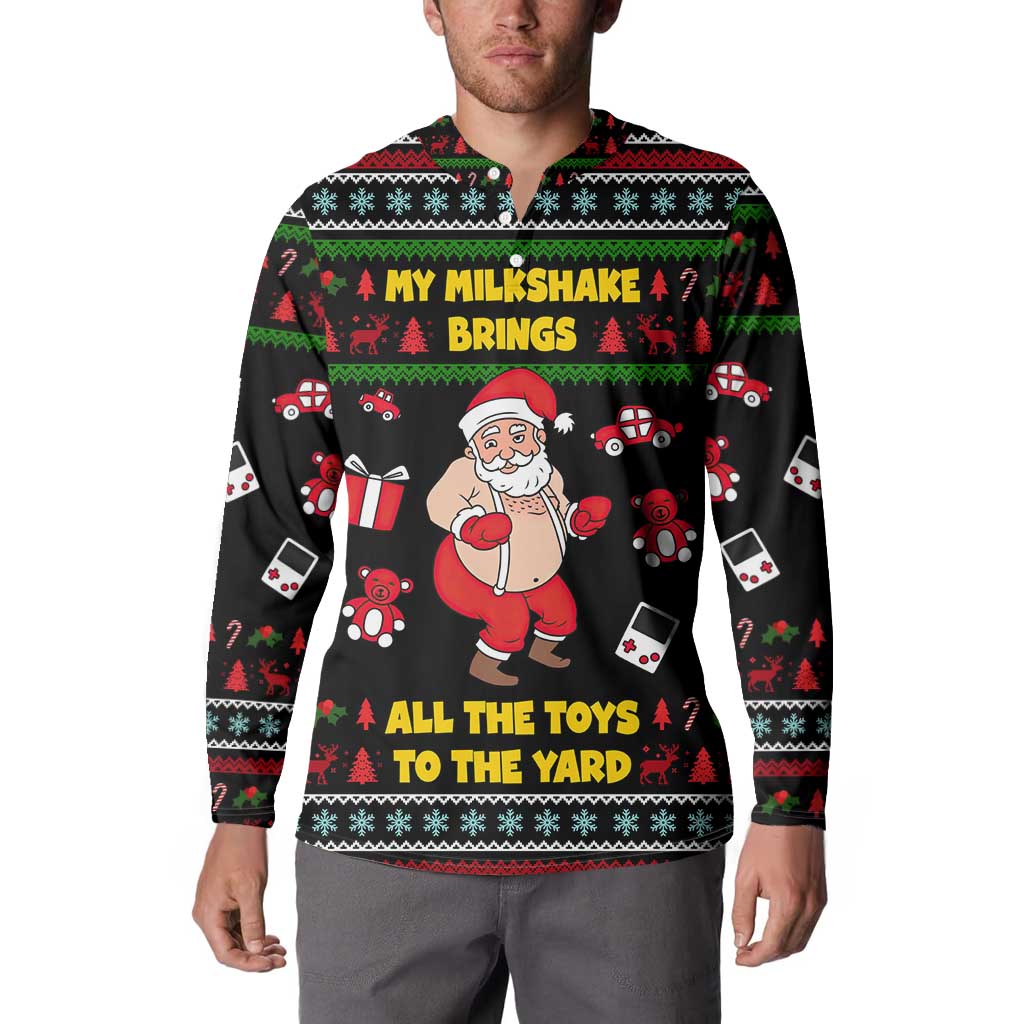 My Milkshake Bring Christmas Design Button Sweatshirt Xmas Holiday Patterns - Wonder Print Shop