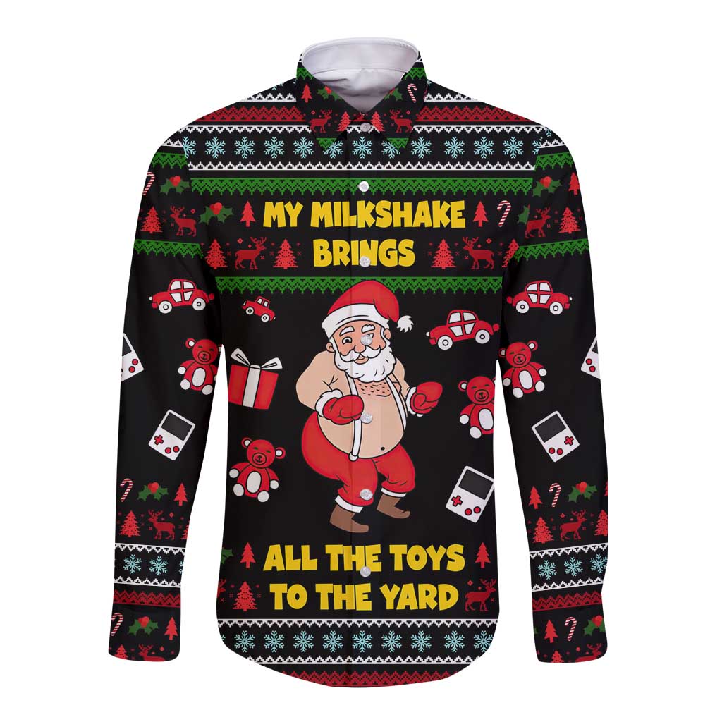 My Milkshake Bring Christmas Design Long Sleeve Button Shirt Xmas Holiday Patterns - Wonder Print Shop