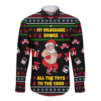 My Milkshake Bring Christmas Design Long Sleeve Button Shirt Xmas Holiday Patterns - Wonder Print Shop