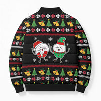 My Two Front Teeth Christmas Design Bomber Puffer Jacket Xmas Holiday Patterns - Wonder Print Shop