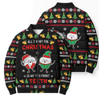 My Two Front Teeth Christmas Design Bomber Puffer Jacket Xmas Holiday Patterns - Wonder Print Shop