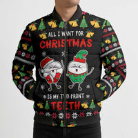 My Two Front Teeth Christmas Design Bomber Puffer Jacket Xmas Holiday Patterns - Wonder Print Shop