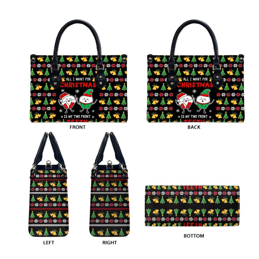My Two Front Teeth Christmas Design Leather Bag Xmas Holiday Patterns - Wonder Print Shop