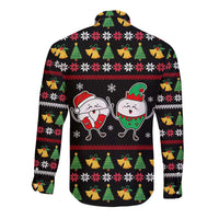 My Two Front Teeth Christmas Design Long Sleeve Button Shirt Xmas Holiday Patterns - Wonder Print Shop