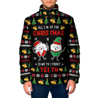 My Two Front Teeth Christmas Design Padded Jacket Xmas Holiday Patterns - Wonder Print Shop
