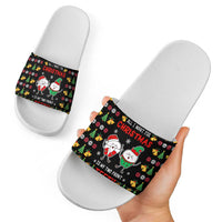 My Two Front Teeth Christmas Design Slide Sandals Xmas Holiday Patterns - Wonder Print Shop