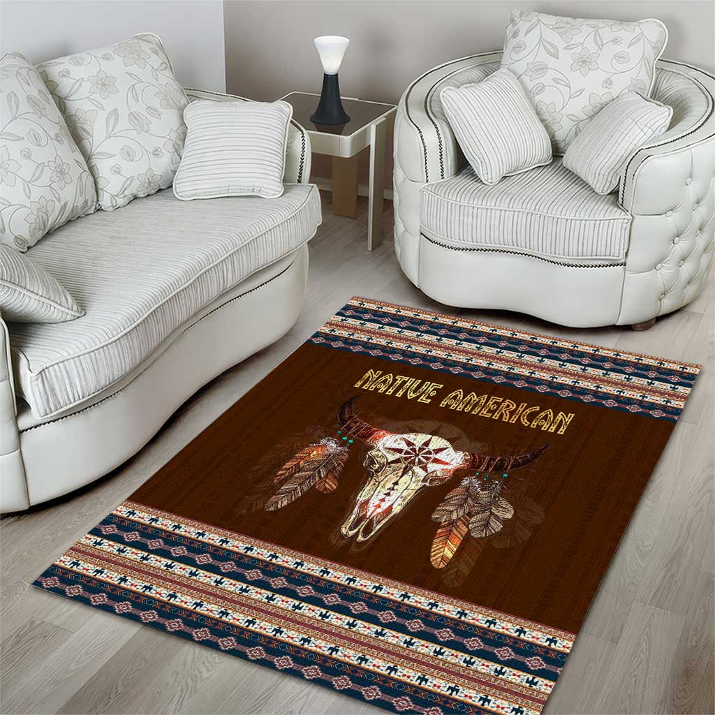Native Skull Christmas Design Area Rug Xmas Holiday Patterns - Wonder Print Shop