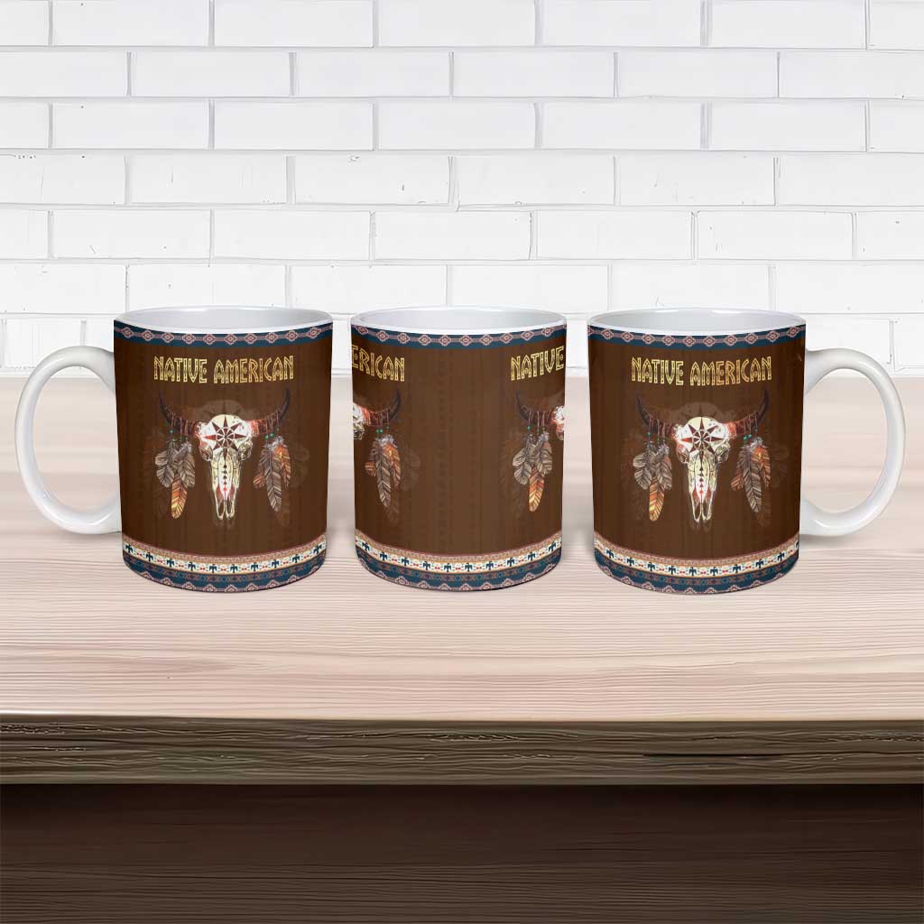 Native Skull Christmas Design Ceramic Mug Xmas Holiday Patterns - Wonder Print Shop