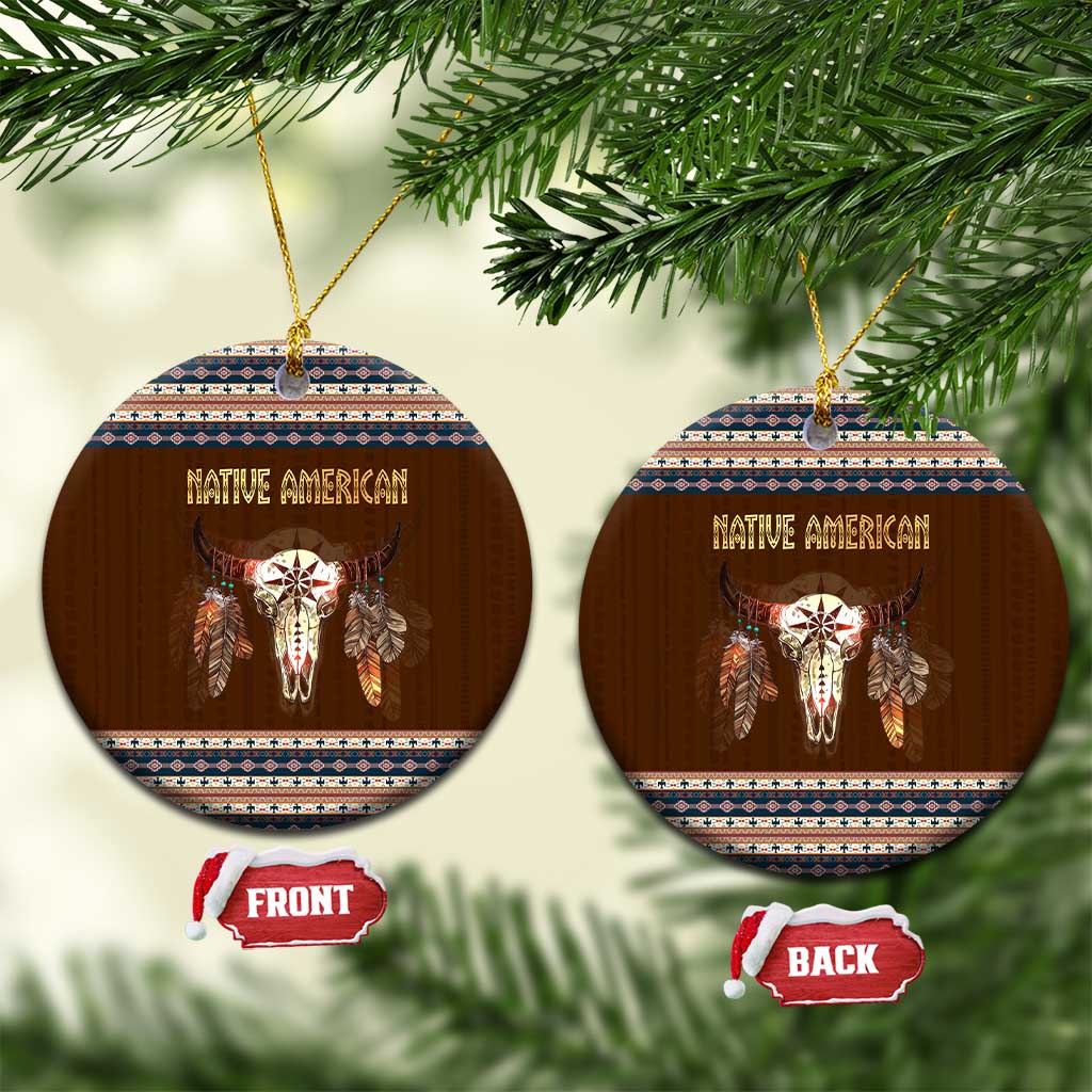 Native Skull Christmas Design Ceramic Ornament Xmas Holiday Patterns - Wonder Print Shop