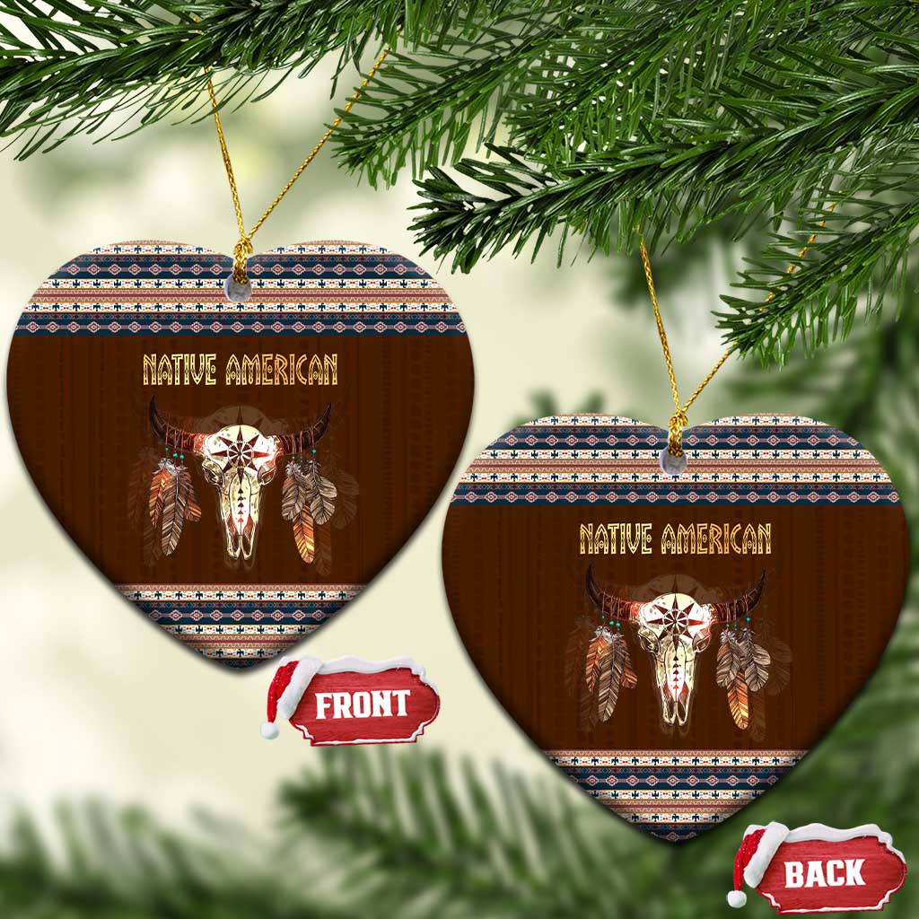 Native Skull Christmas Design Ceramic Ornament Xmas Holiday Patterns - Wonder Print Shop