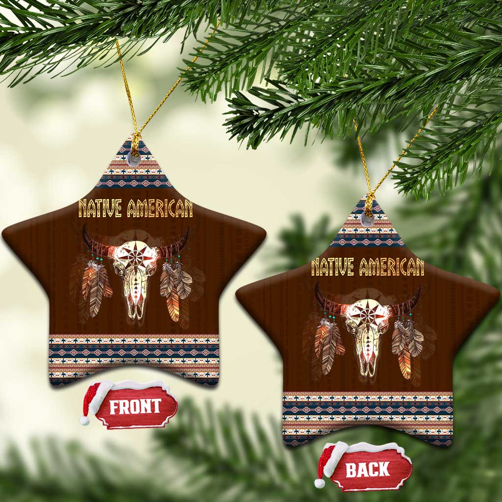Native Skull Christmas Design Ceramic Ornament Xmas Holiday Patterns - Wonder Print Shop