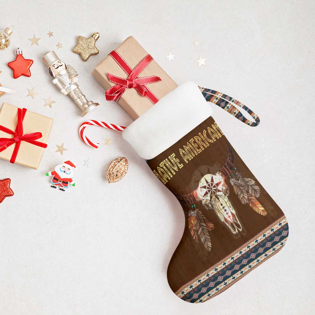 Native Skull Christmas Design Christmas Stocking Xmas Holiday Patterns - Wonder Print Shop
