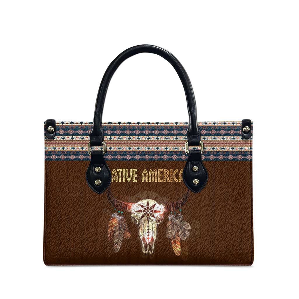 Native Skull Christmas Design Leather Bag Xmas Holiday Patterns - Wonder Print Shop