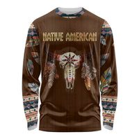 Native Skull Christmas Design Long Sleeve Shirt Xmas Holiday Patterns - Wonder Print Shop