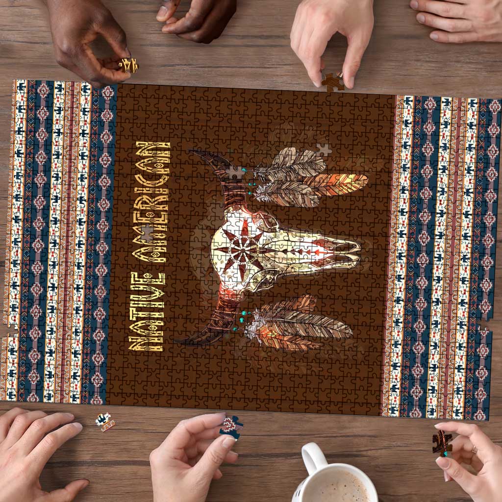 Native Skull Christmas Design Puzzle Xmas Holiday Patterns - Wonder Print Shop