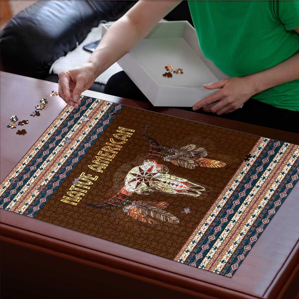 Native Skull Christmas Design Puzzle Xmas Holiday Patterns - Wonder Print Shop