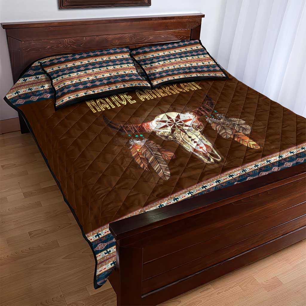 Native Skull Christmas Design Quilt Bed Set Xmas Holiday Patterns - Wonder Print Shop