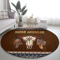 Native Skull Christmas Design Round Carpet Xmas Holiday Patterns - Wonder Print Shop