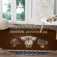 Native Skull Christmas Design Round Carpet Xmas Holiday Patterns - Wonder Print Shop