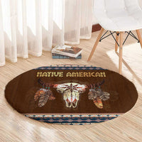 Native Skull Christmas Design Round Carpet Xmas Holiday Patterns - Wonder Print Shop