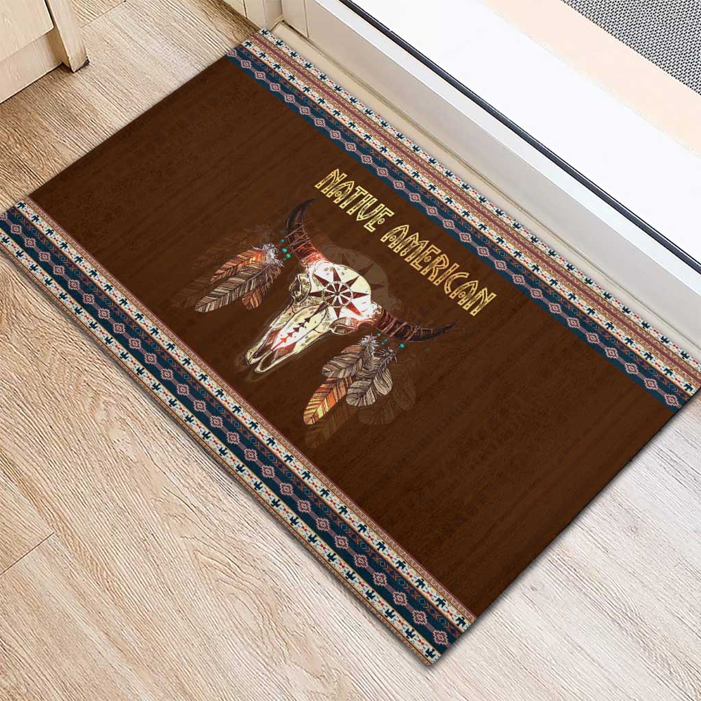 Native Skull Christmas Design Rubber Doormat Xmas Holiday Patterns - Wonder Print Shop