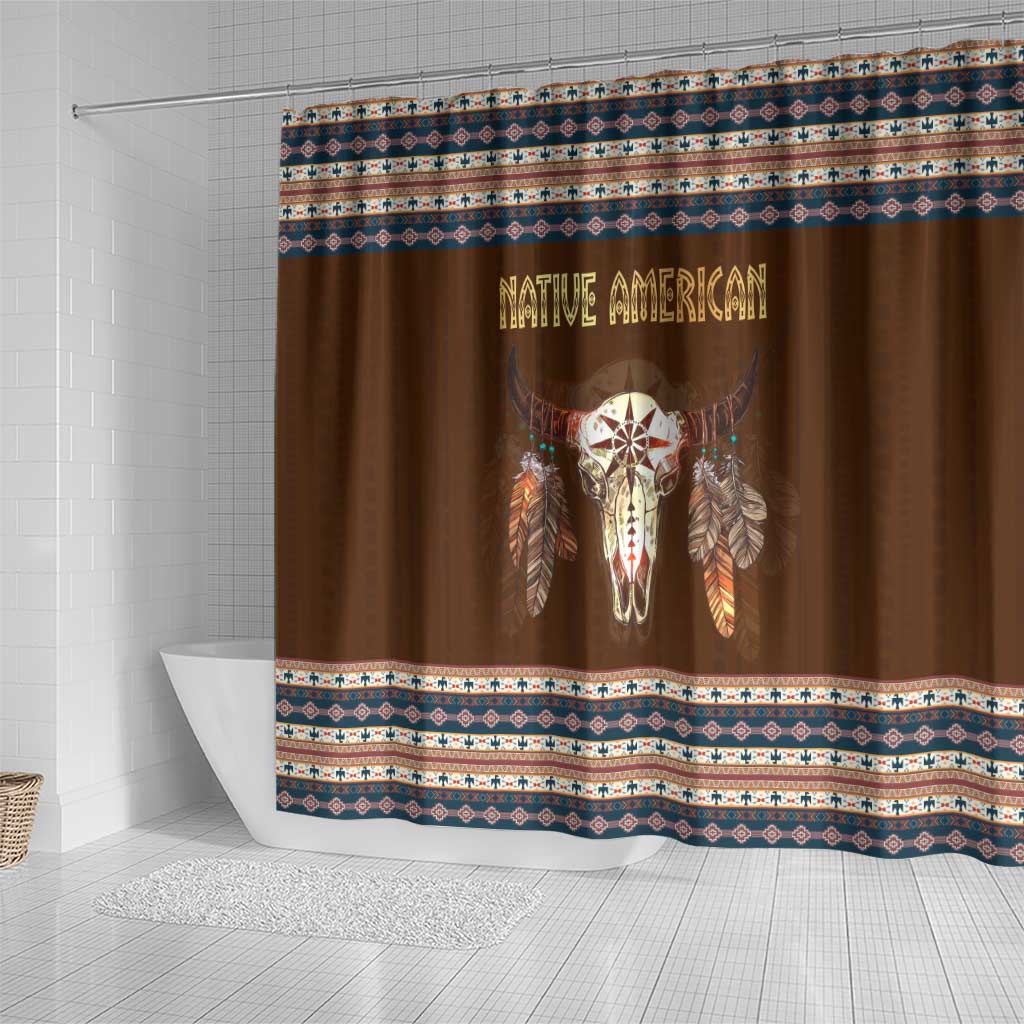 Native Skull Christmas Design Shower Curtain Xmas Holiday Patterns - Wonder Print Shop
