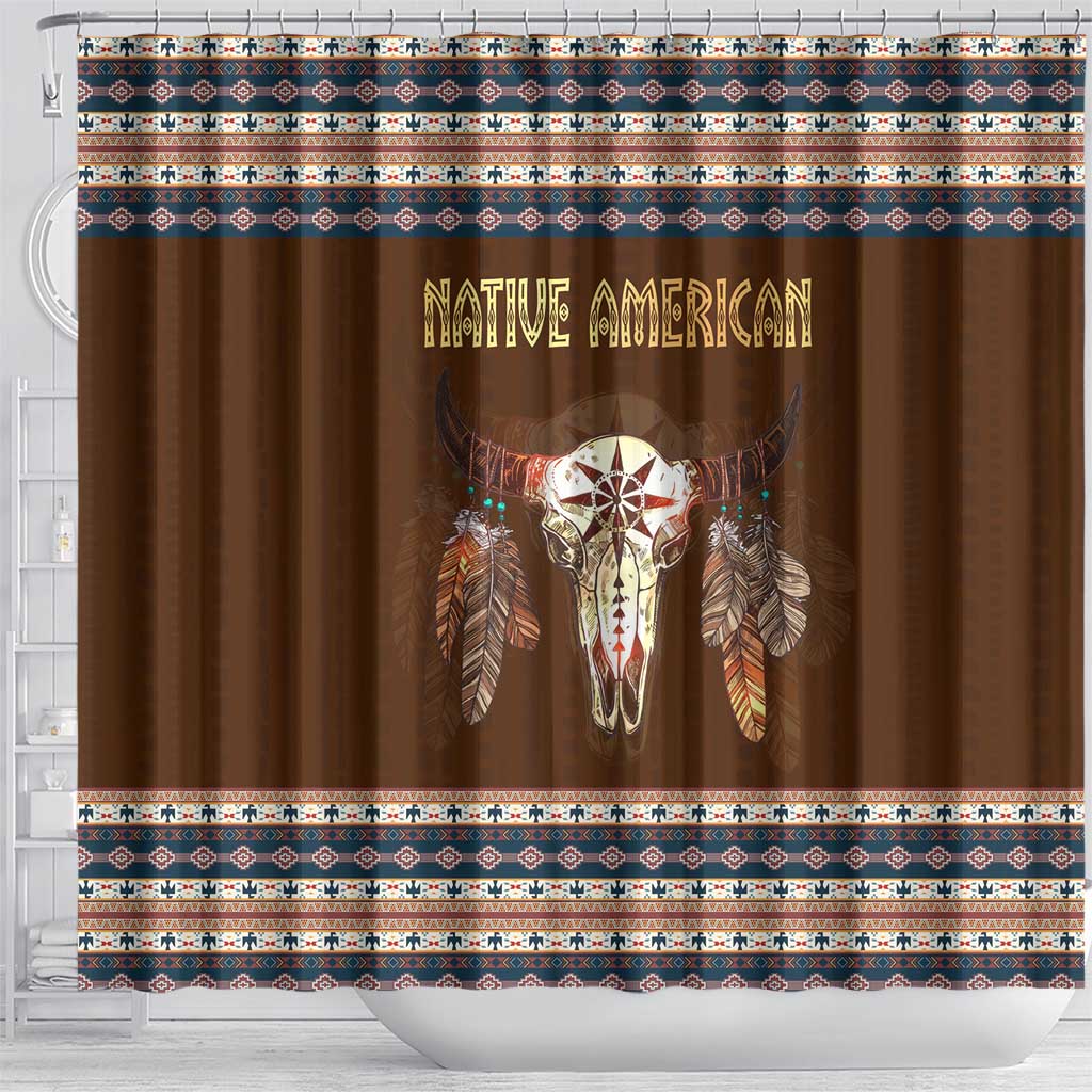 Native Skull Christmas Design Shower Curtain Xmas Holiday Patterns - Wonder Print Shop