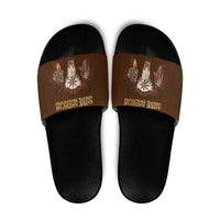 Native Skull Christmas Design Slide Sandals Xmas Holiday Patterns - Wonder Print Shop