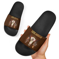 Native Skull Christmas Design Slide Sandals Xmas Holiday Patterns - Wonder Print Shop