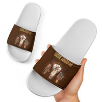 Native Skull Christmas Design Slide Sandals Xmas Holiday Patterns - Wonder Print Shop