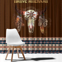 Native Skull Christmas Design Window Curtain Xmas Holiday Patterns - Wonder Print Shop