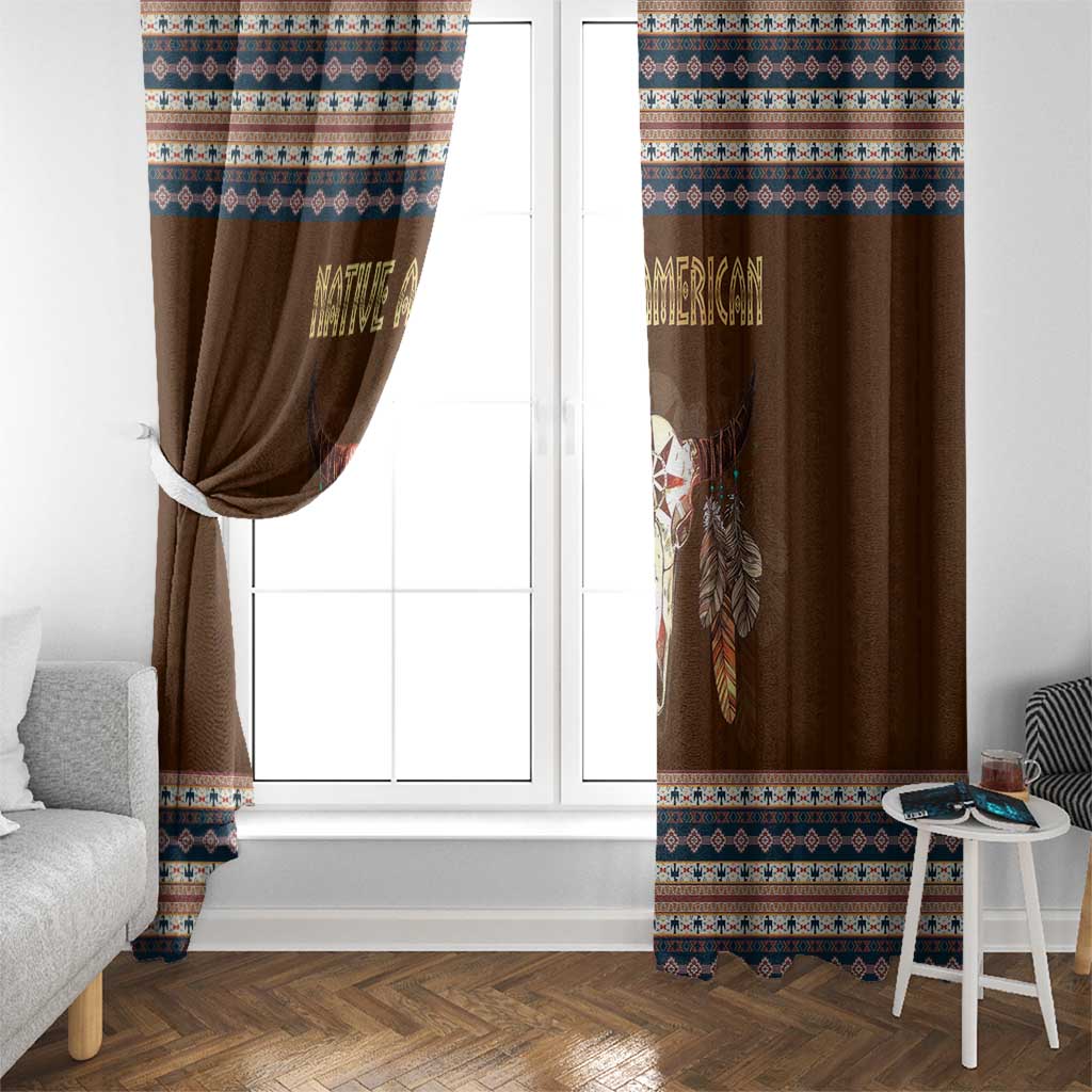 Native Skull Christmas Design Window Curtain Xmas Holiday Patterns - Wonder Print Shop