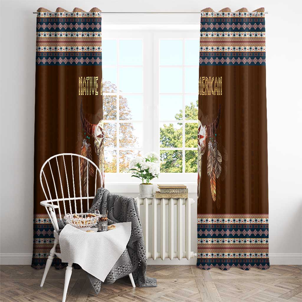 Native Skull Christmas Design Window Curtain Xmas Holiday Patterns - Wonder Print Shop