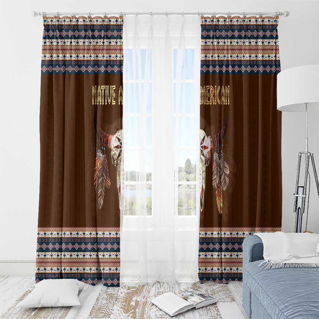 Native Skull Christmas Design Window Curtain Xmas Holiday Patterns - Wonder Print Shop