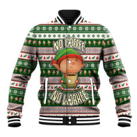 No Coffee No Workee Christmas Design Baseball Jacket Xmas Holiday Patterns - Wonder Print Shop