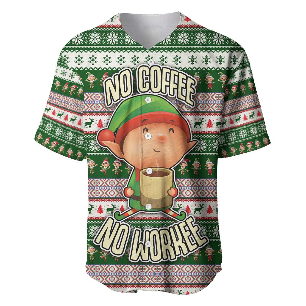 No Coffee No Workee Christmas Design Baseball Jersey Xmas Holiday Patterns - Wonder Print Shop