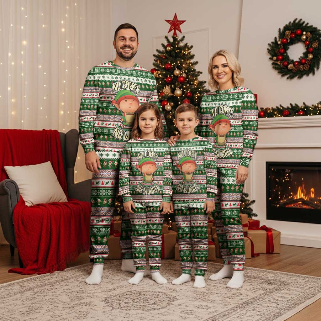 No Coffee No Workee Christmas Design Christmas Pajama Set Xmas Holiday Patterns - Wonder Print Shop