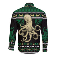 Octopus Cool Christmas Design Long Sleeve Button Shirt Xmas Holiday Patterns - Wonder Print Shop