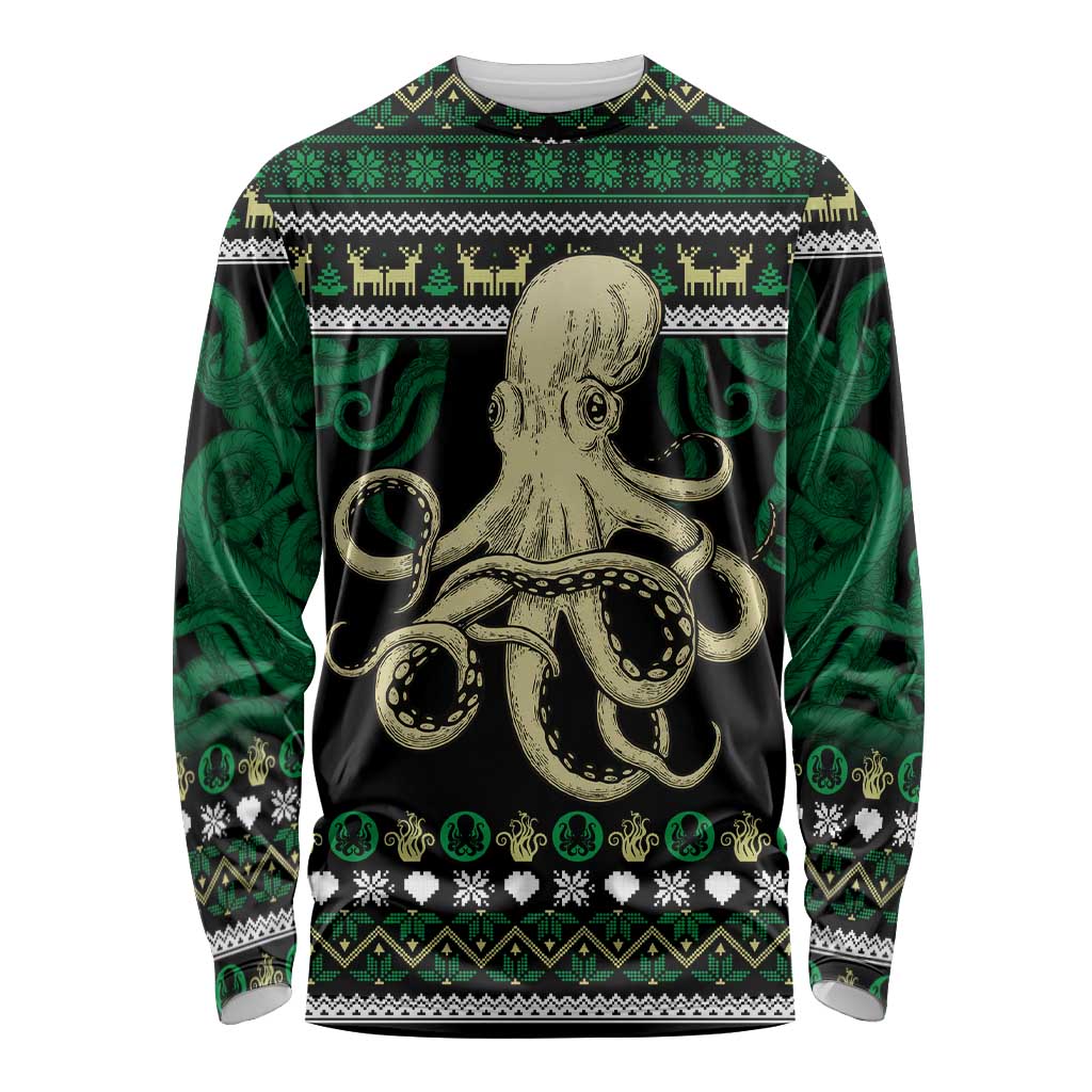 Octopus Cool Christmas Design Long Sleeve Shirt Xmas Holiday Patterns - Wonder Print Shop