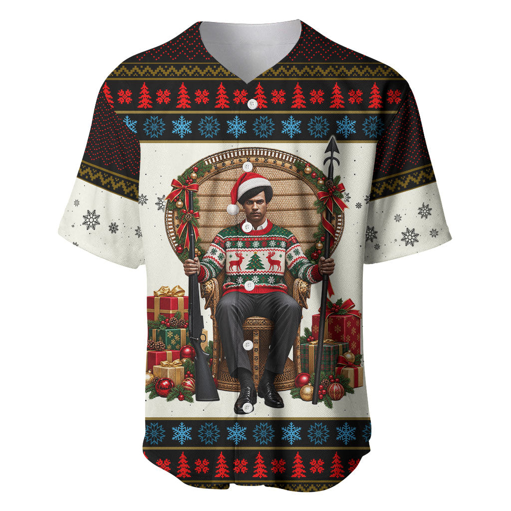 Huey P. Newton Black Panther Christmas Baseball Jersey Black History Iconic Leader Ugly Holiday