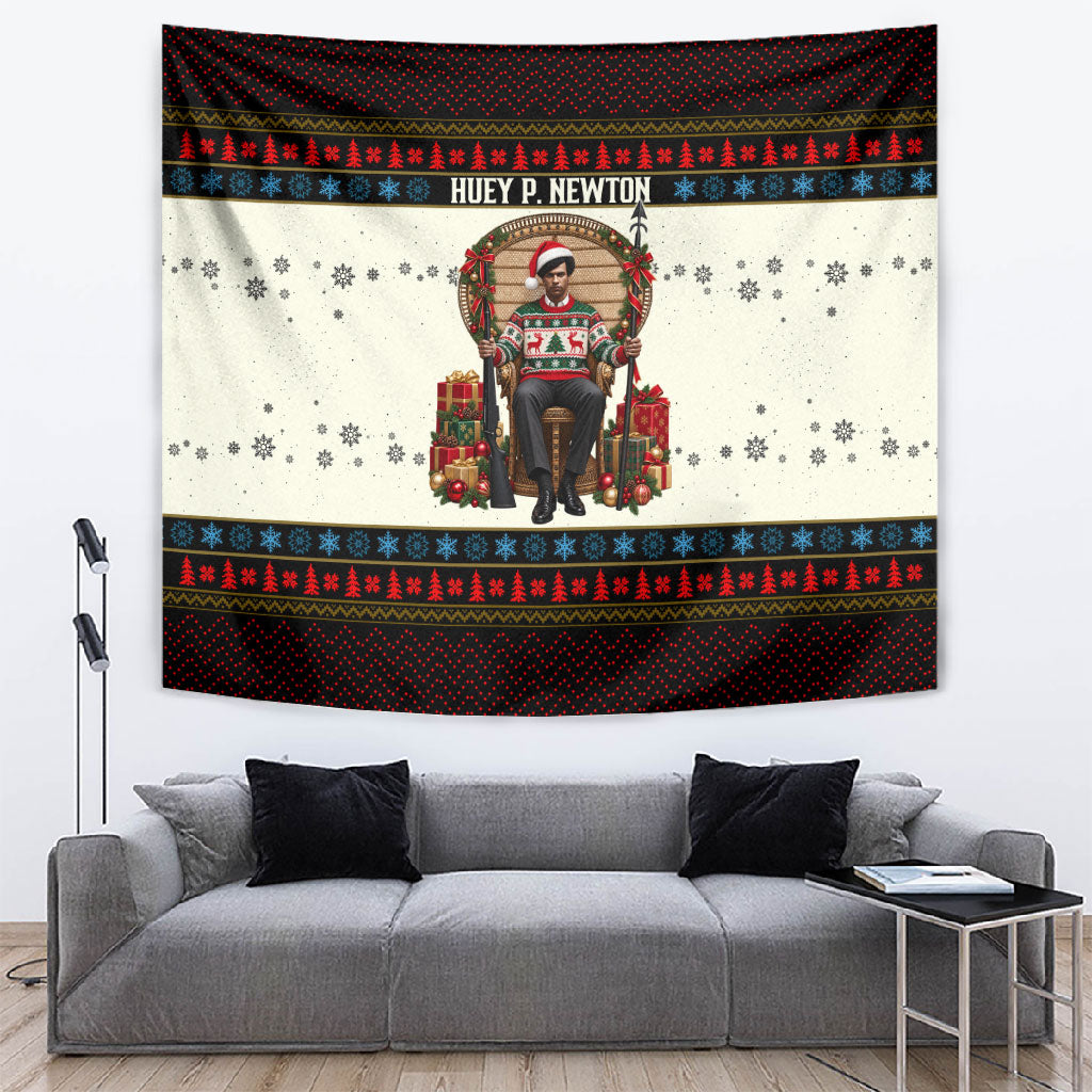 Huey P. Newton Black Panther Christmas Tapestry Black History Iconic Leader Ugly Holiday