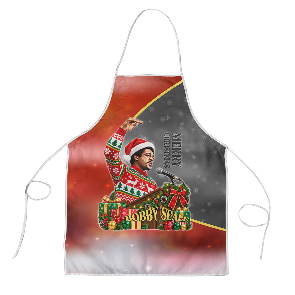 Bobby Seale Merry Christmas Apron Civil Rights Activist Festive Winter Holiday Art