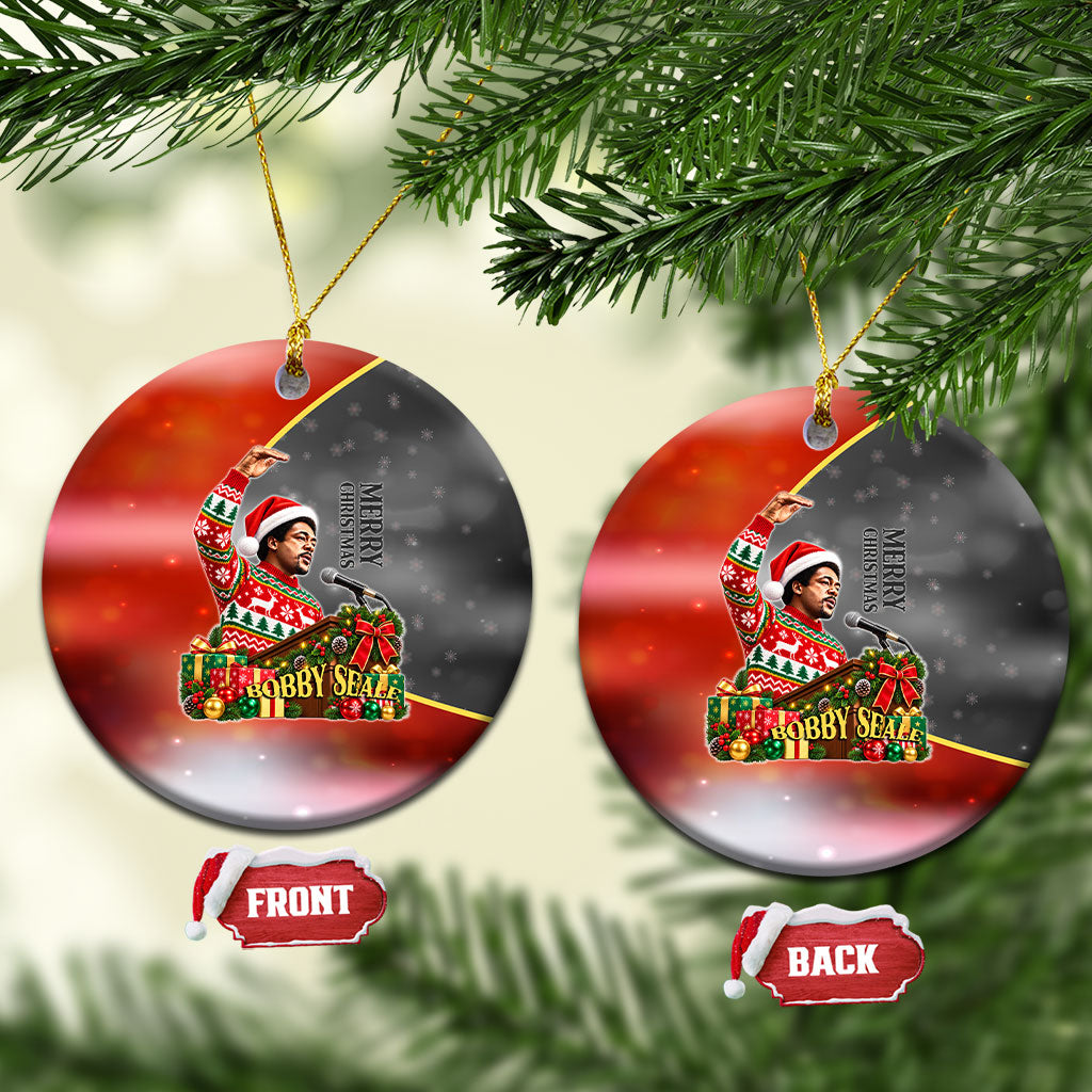 Bobby Seale Merry Christmas Ceramic Ornament Civil Rights Activist Festive Winter Holiday Art