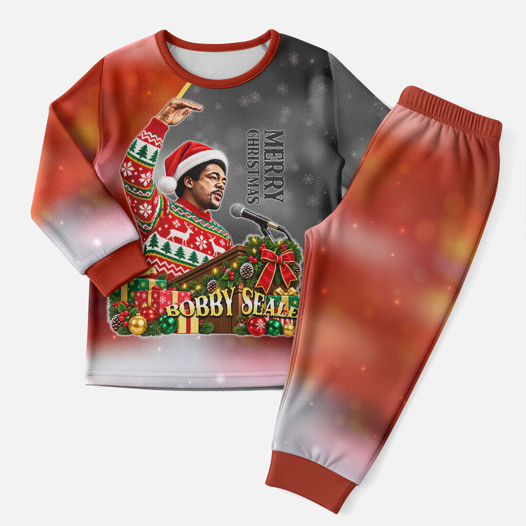 Bobby Seale Merry Christmas Pajama Set Civil Rights Activist Festive Winter Holiday Art