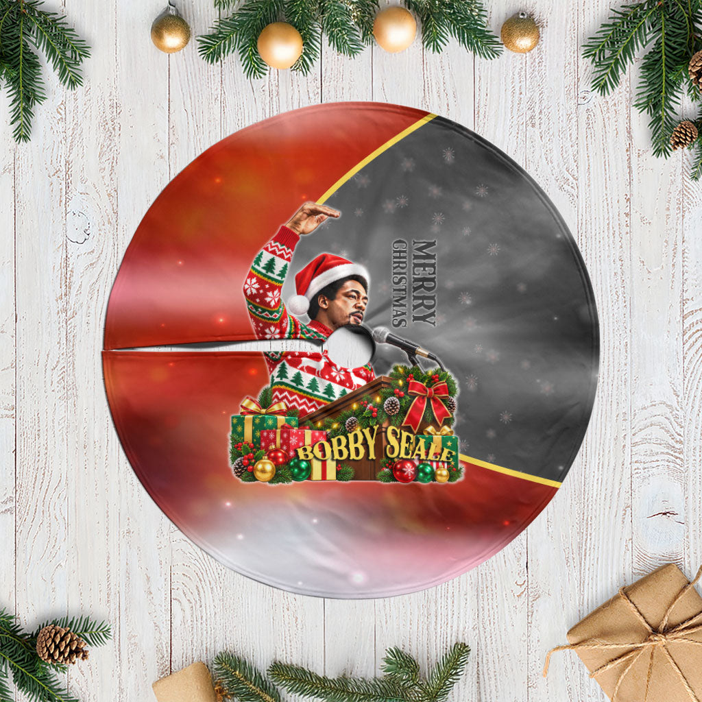 Bobby Seale Merry Christmas Tree Skirt Civil Rights Activist Festive Winter Holiday Art
