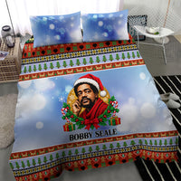 Bobby Seale Christmas Bedding Set Retro Ugly Christmas Pattern Festive Activist Portrait