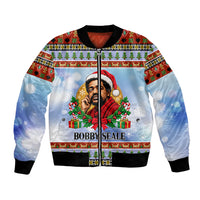 Bobby Seale Christmas Bomber Jacket Retro Ugly Christmas Pattern Festive Activist Portrait