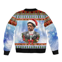 Bobby Seale Christmas Bomber Jacket Retro Ugly Christmas Pattern Festive Activist Portrait
