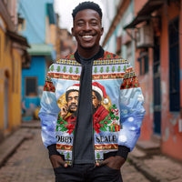 Bobby Seale Christmas Bomber Jacket Retro Ugly Christmas Pattern Festive Activist Portrait